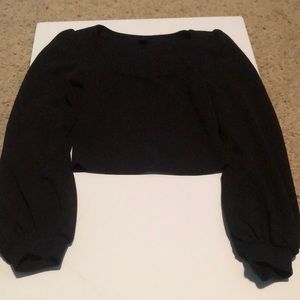 Shein black crop top long sleeve
